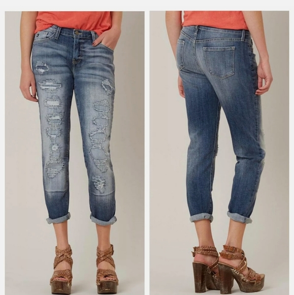 destroyed straight leg jeans